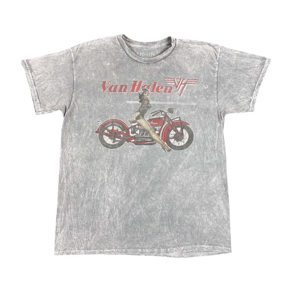 Vintage Van Halen Motorcycle Stonewash Short Sleeve Tshirt Size Large